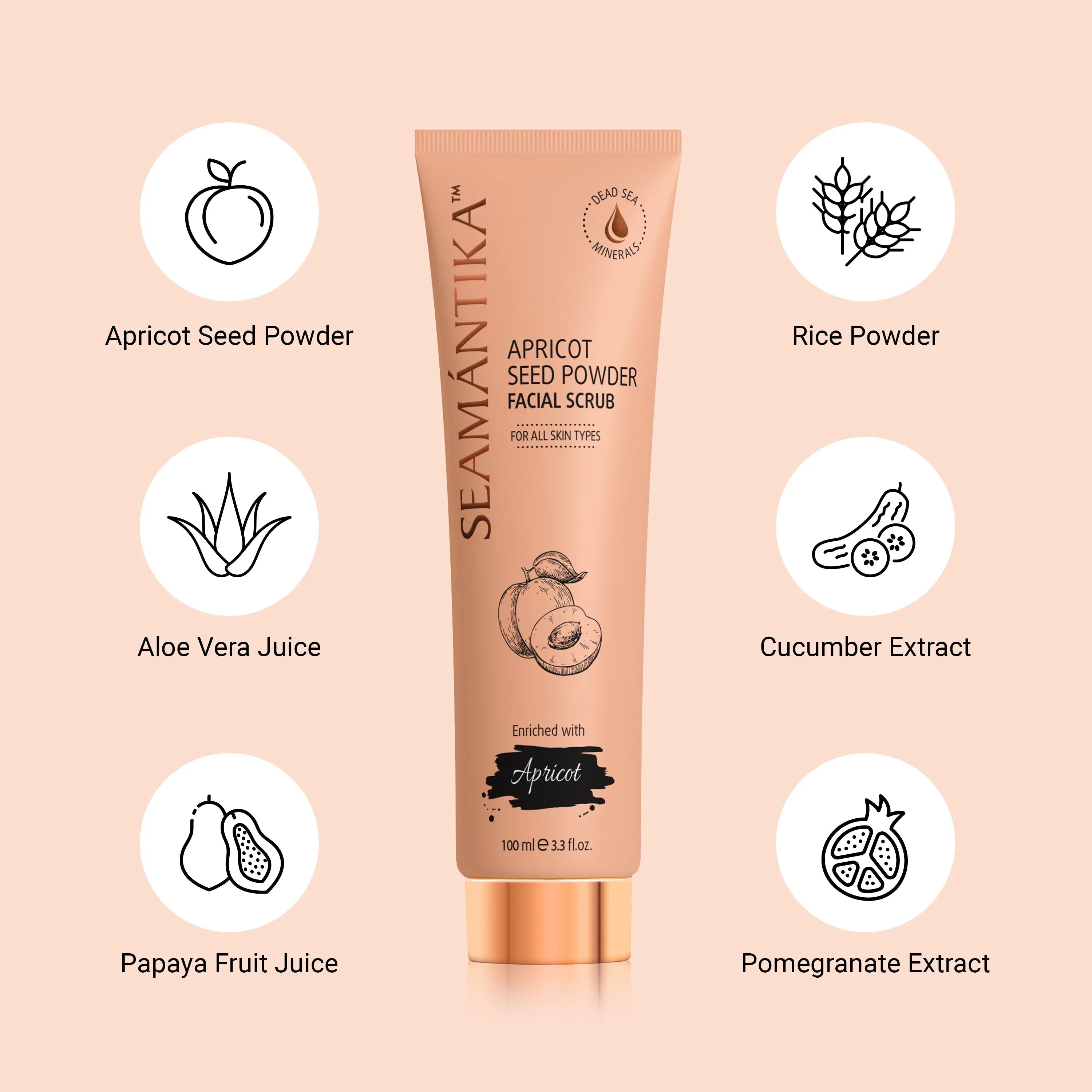 APRICOT SEED POWDER FACIAL SCRUB - APRICOT SEED - Seamantika